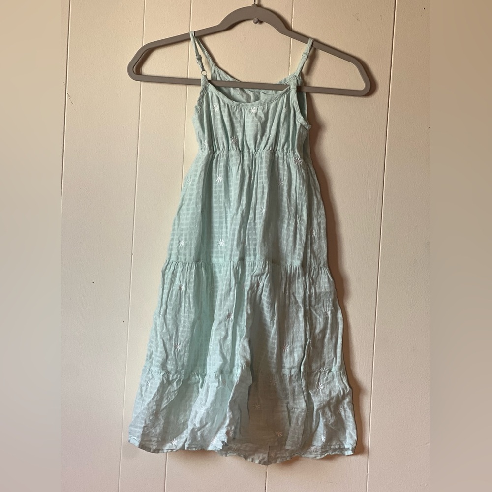 Cat and Jack 100% Cotton Girls age 4-5 Light Aqua Gauze Tiered Maxi Dress